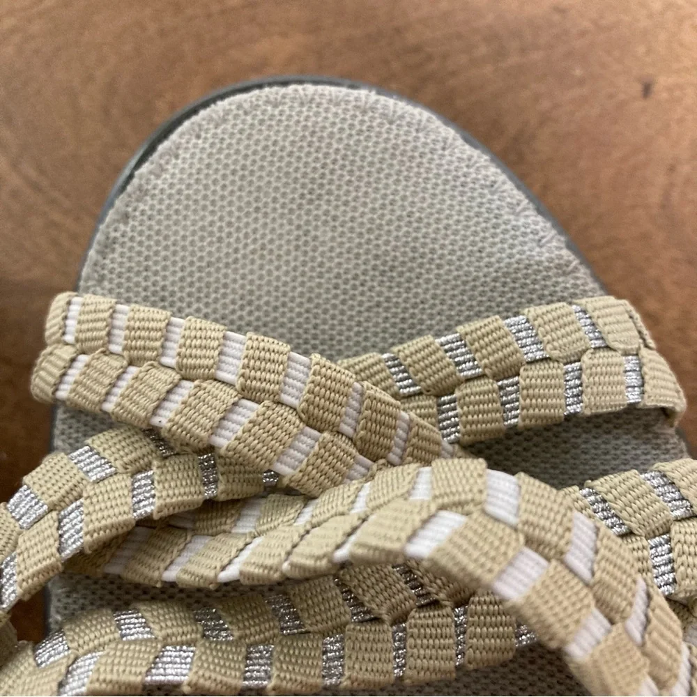 5/$15 Steven by Steve Madden Tan, Silver, & White Weave-like Sandals